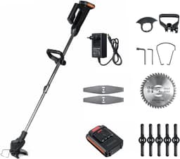Elektrische grasmaaier - Snoerloze trimmer - Gazon onderhoud - Verstelbare lengte - 15 cm snijbreedte - Groen — thumbnail 1