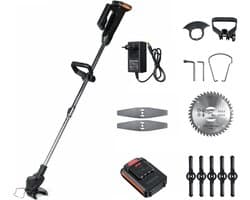 Elektrische grasmaaier - Snoerloze trimmer - Gazon onderhoud - Verstelbare lengte - 15 cm snijbreedte - Groen