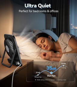 Tafelventilator Stil – USB Ventilator Zonder Accu – 5 Snelheden – 180° Verstelbaar – Zwart — thumbnail 4