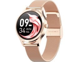 Actyve Smartwatch Amoled Dames Rosé Goud - Geschikt voor elke smartphone - Horloge dames - Stappenteller - Slaapmonitor - Saturatiemeter - Full Touchscreen