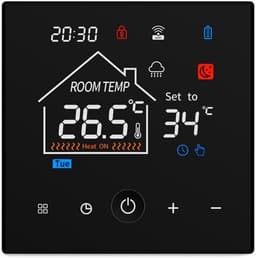 Slimme Thermostaat - Wifi Thermostaat Vloerverwarming - Comfort Verhogend - App Afstandsbediening - 86 x 86 mm - Zwart — thumbnail 1