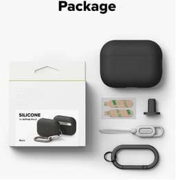 Ringke Silicone Hoesje Geschikt voor Apple AirPods Pro 3 - Siliconen Cover - Karabijnhaak - Case Zwart — thumbnail 2