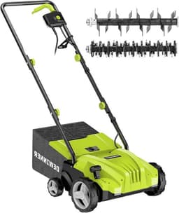 Elektrische Verticuteermachine – Gazonbeluchter – Mosverwijderaar – Wortelverwijderaar – Gazonverzorging – 2-in-1 Rolensysteem – 1500 Watt Motor – Werkbreedte 32 cm – 30 Liter Opvangbak – Instelbare Werkdiepte — thumbnail 1