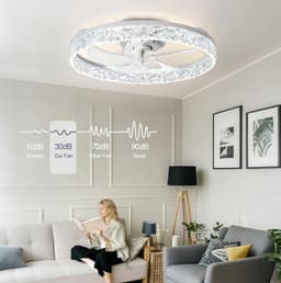 Plafondventilator van 50 cm met verlichting en afstandsbediening - Fandelier platte plafondventilator - 3000K-6500K dimbare inbouw LED-ventilatorlamp - bruin moderne plafondventilator met verlichting voor de slaapkamer — thumbnail 4