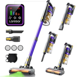 Draadloze Steelstofzuiger - Handstofzuiger - 550 Watt - 55000 Pa Zuigkracht - 60 Minuten Looptijd - Afneembare Li-ion Accu - 7-Traps HEPA Filter 99,98% - Groene LED Vloerborstel - Aromatherapie Functie - Anti-klit Borstel - 3 Modi — thumbnail 1