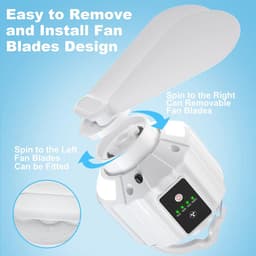 Campingventilator – Oplaadbare USB Ventilator 5200 mAh – Met LED Licht en Ophanghaak – 3 Snelheden – Draagbare Tentventilator voor Camping, Auto, Kantoor en Thuis — thumbnail 2