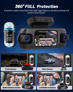 SnelShoppen - 360° Dashcam 4K voor Auto met WiFi, GPS, 1080P Interieurcamera, 64GB Geheugen, Compact en Onopvallend, Ideaal voor Veilig Autorijden — thumbnail 2
