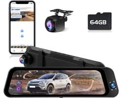 Thijox - Dashcam Auto Achteruitkijkspiegel 10 inch Touchscreen Full HD 2K, Streaming Media DVR met 150° Groothoek, Nachtzicht, GPS, G-Sensor, Loop Opn