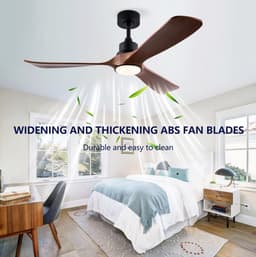 FloraGrace Plafondventilator Met Verlichting - 132 Cm - 6 Snelheden - ABS - Zwart Donker Walnoot - Omkeerbare Motor Met Afstandsbediening — thumbnail 3