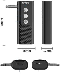 AdroitGoods Bluetooth 5.3 Audio Adapter 2-in-1 AUX Receiver Transmitter 3.5mm Jack Draadloos Audio Dongle met TF Kaart & Lange Batterijduur — thumbnail 3