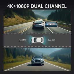 KZQ Dashcam met achteruitrijcamera 4K 10 inch IPS-touchscreen spiegelcamera voor auto voor en achter opname met voice control nachtzicht parkeerstand bewegingsdetectie incl 32GB SD-kaart — thumbnail 5
