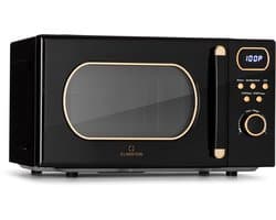 Klarstein Magnetron met Grill, 800 W, 20 Liter, 3-in-1 RVS Zwart, Met Ontdooien en Pizzafunctie, Draaiplateau, Compact - voor Keuken - Bruin - Microwave Combimagnetron Microgolfoven Microwave Oven