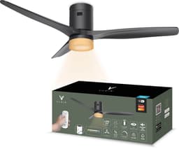 Varin® Smart Plafondventilator met verlichting - Ø 132cm - Zwart - LED CCT 18W - Super stil 20dB - 6 snelheden - Woonkamer - Slaapkamer - Tuya WiFi - App & Afstandsbediening — thumbnail 1