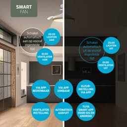 Varin® Smart Plafondventilator met LED verlichting RGBW - Wit/Lichthout - Tuya Wifi - Ø 50cm/108cm - Super stil - Smart lamp - Plafondlamp slaapkamer - Plafonniere woonkamer - Plafondlampen - Plafond lamp bamboe - Verlichting kinderkamer - Ventilator — thumbnail 5