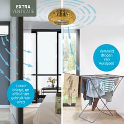 Varin® Smart Plafondlamp met ventilator - Bamboe - Tuya Wifi - Ø 50cm - Plafondventilator met verlichting - Smart lamp slaapkamer - Plafonniere kinderkamer - Plafondlampen industrieel - Plafond lamp - Afstandsbediening - Plafond met ventilator — thumbnail 3