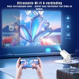 QORA® Draagbare beamer - Beamer - Projector - Mini Beamer - Wit - 11cm x 11cm x 17cm — thumbnail 4