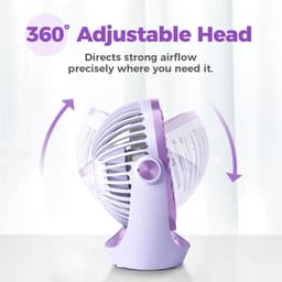 Tafelventilator USB – Stil Bureauventilator – 3 Snelheden – 360° Kantelbaar – USB Aangedreven – 17 x 9 x 17 cm – Lila — thumbnail 4
