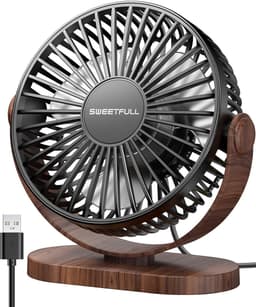 Tafelventilator Stil Bureauventilator 3 Snelheden Verstelbare Kantelhoek Compact USB Aangedreven Zwart — thumbnail 1