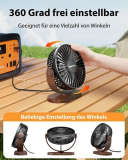 Tafelventilator Stil Bureauventilator 3 Snelheden Verstelbare Kantelhoek Compact USB Aangedreven Zwart — thumbnail 4