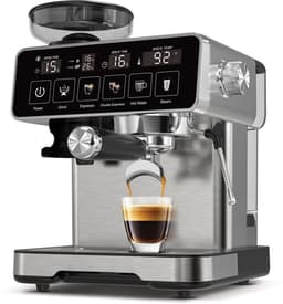 Bresco® Barista Touch Espressomachine – Pistonmachine met Koffiemolen – RVS Koffiemachine melkopschuimer – Bonenmaler – Brushed Stainless Steel — thumbnail 1