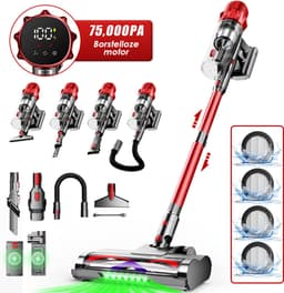 Hiaonyx steelstofzuiger - 9-in-1 steelstofzuiger draadloos - 75000pa - Met dierenborstel - LED Groene Stofdetectielamp - Geschikt voor Tapijten - Harde Vloeren en Dierenharen - 2-liter stofopvangbox - Goudkleurig — thumbnail 1