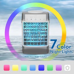 Aircooler 4-in-1 ventilator - Airco - Mobiele airco - Draagbare airconditioner – 3 snelheden & 3 standen – 2-8 uur timer – 7 kleurenverlichting – AC-unit met 1000 ml watertank – voor slaapkamer, kantoor, thuis en op de camping — thumbnail 3