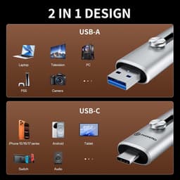 Dubbele poort USB-drive - Geheugenstick - Bestanden Overzetten - Snelle USB 3.2 - 512 GB - Zilverkleurig — thumbnail 2