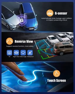 Thijox - 9,7 inch Spiegel Dashcam met Achteruitrijcamera, IPS Touchscreen, Dual Dashcam, Loop-opname, G-sensor, Groothoek, Nachtzicht, Streaming Achte — thumbnail 2