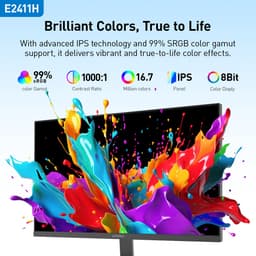 KOORUI E2411H 24" Monitor – 120Hz – FHD 1920×1080 – IPS – 99% sRGB – 178° Kijkhoek – VESA 100×100 – HDMI & VGA – Zwart — thumbnail 4