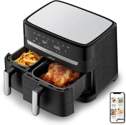 Heteluchtfriteuse - Airfryer met 2 lades - Complete maaltijden bereiden - XXL capaciteit 83L - Tot 8 personen - Zwart — thumbnail 1
