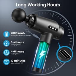 Massage Gun - Spier Massager - Spierherstel Bevorderen - 30 Snelheden - 25 x 23 x 5 cm - Zwart — thumbnail 4