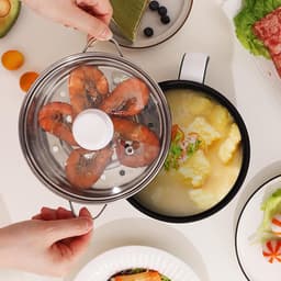Elektrische Hot Pot - Mini Kookpan - Snelle Maaltijden - Met Stoompan - 18 Liter - Groen — thumbnail 5