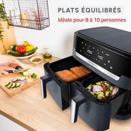 Airfryer Dubbele Mand - Heteluchtfriteuse XXL - Grote Maaltijden Bereiden - Synchroon Koken - 11 Liter Capaciteit - Zwart — thumbnail 2
