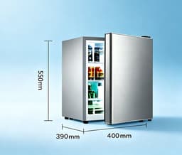 Minikoelkast met één deur 29 liter alleen koelfunctie zilverkleurig energie-efficiëntieklasse A stil met 38 decibel geschikt voor studentenkamers kantoren en slaapkamers Afmetingen 55*40*39 cm — thumbnail 4