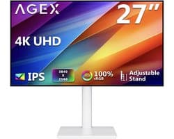 27 inch 4K UHD Monitor | IPS | In Hoogte Verstelbaar | HDMI & DisplayPort | 100% sRGB | Wit