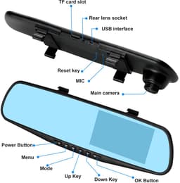 SnelShoppen - Podazz Dashcam Spiegel Voor en Achter, Full HD 1080P, 4,3 Inch, G-sensor, Auto Camera voor Veiligheid en Registratie — thumbnail 5