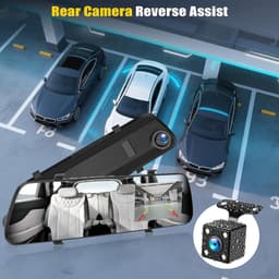 Dashcam Achteruitrijcamera - Autocamera Spiegelsysteem - Wegveiligheid Registratie - Dubbele Camera Functie - 4 Inch Scherm - Zwart — thumbnail 3