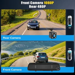 Dashcam Achteruitrijcamera - Autocamera Spiegelsysteem - Wegveiligheid Registratie - Dubbele Camera Functie - 4 Inch Scherm - Zwart — thumbnail 5