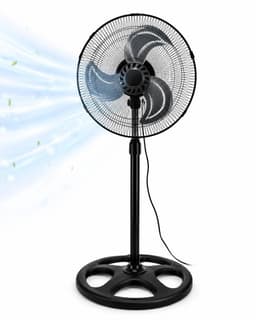 Stanande Ventilator met 3 blad zwart 25 cm 60 w 3 snelheden- in hoogte verstelbaar tot 90cm- zwart. — thumbnail 4