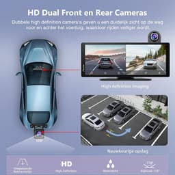 Wireless Carplay & Android Auto met Dash Cam - 10,26" HD IPS Touch Car Play-scherm voor auto, 4K-voor- en 1080P-achtercamera, loop-opname, Bluetooth-audio, Mirror Link, GPS, Siri — thumbnail 2