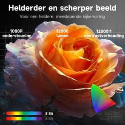 SnelShoppen - Mini Projector Draagbare Beamer 12000 Lumen FHD 1080P met 50% Zoom, Elektrische Focus, 5G WiFi Bluetooth voor iOS/Android/TV Stick/HDMI/ — thumbnail 3