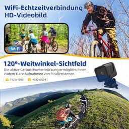 SnelShoppen - AIKER Dashcam Motorcamera 1080PHD met Wifi, Waterdicht IP66, 120° Groothoek, Sportcamera voor Motorhelmen, Inclusief 64 GB Geheugenkaart — thumbnail 2