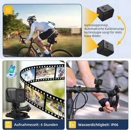 SnelShoppen - AIKER Dashcam Motorcamera 1080PHD met Wifi, Waterdicht IP66, 120° Groothoek, Sportcamera voor Motorhelmen, Inclusief 64 GB Geheugenkaart — thumbnail 3