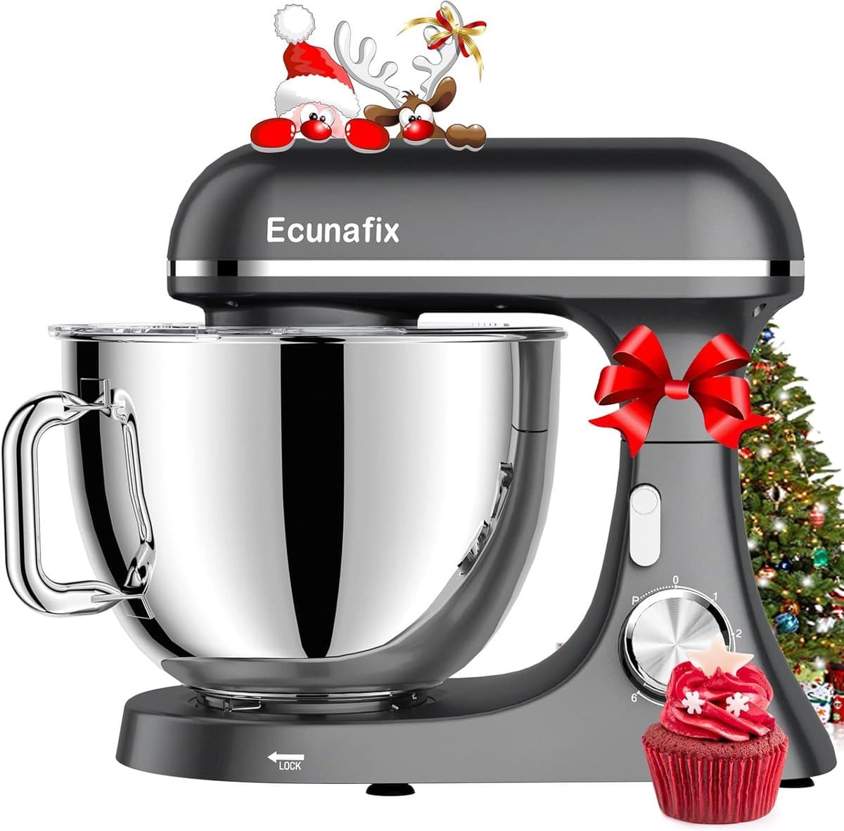 SnelShoppen - Ecunafix 3-1 Multifunctionele Keukenmachine 2000 W - Blender, Mixer, Hakmolen, RVS, 3-in-1 Keuken Gadget voor Koken, Bakken, Smoothies, — afbeelding 1