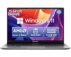 Blackview AceBook 6 - Laptop - 15,6 inch Full HD - 16GB DDR4 RAM - 512GB SSD - AMD Ryzen 3 3300U - Windows 11 Notebook - UHD Graphics - Grijs