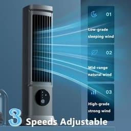 Torenventilator - Vloerventilator - Mini tafelventilator - Handmatige instelling - Bladloze ventilator - Staand en liggend - Met digitaal display - Inclusief USB datakabel - Voor slaapkamers, woonkamers, kantoren (Grijs - 27*6*8 cm) — thumbnail 4