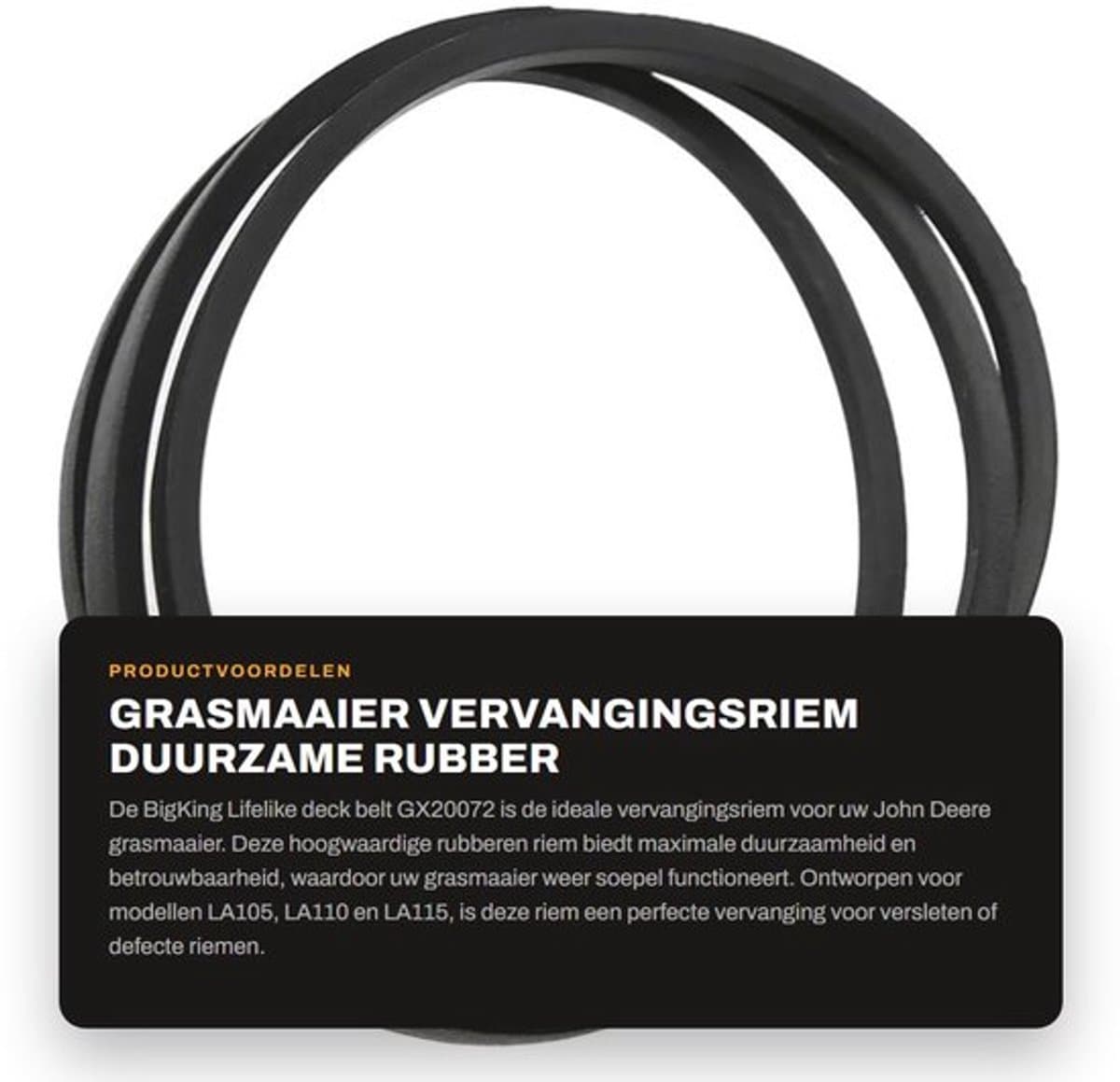 Deck Belt - Hoogwaardige Rubber - Vervangingsaccessoire - Geschikt voor John Deere LA105/LA110/LA115 - Lengte 223 cm - Schokbestendig en Duurzaam - Maaiertouw — afbeelding 1