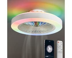 Avacy Plafondventilator met Verlichting - Plafondlamp Ventilator - Plafonniere - LED RGBW - Tuya Wifi Smart - Afstandsbediening - ⌀ 50cm - Wit