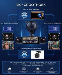 SNJY® Dashcam voor Auto - Auto Camera - Dashcam Voor en Achter en Zijkanten - 360° Dashcam - 1080P - Zwart — thumbnail 3