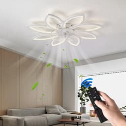 8 Bloem Ventilator Lamp - Moderne Plafondlamp Ventilator - 6 Standen - Wit - Dimbaar - Plafondventilator — thumbnail 3